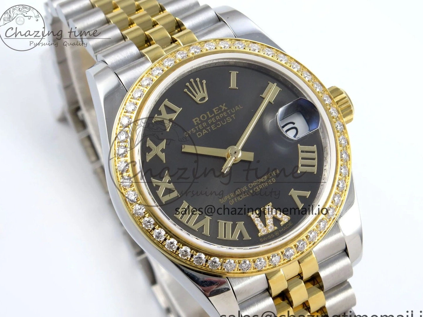 0513 Attractive DateJust 31 278383RBR JARF 1:1 Best Edition 904L Steel Gray Roman Diamonds Dial on SS YG Jubilee Bracelet HZ 880
